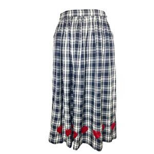 Vtg The Eagles Eye Primitive Plaid Embroidered Heart Skirt XL Valentine Country